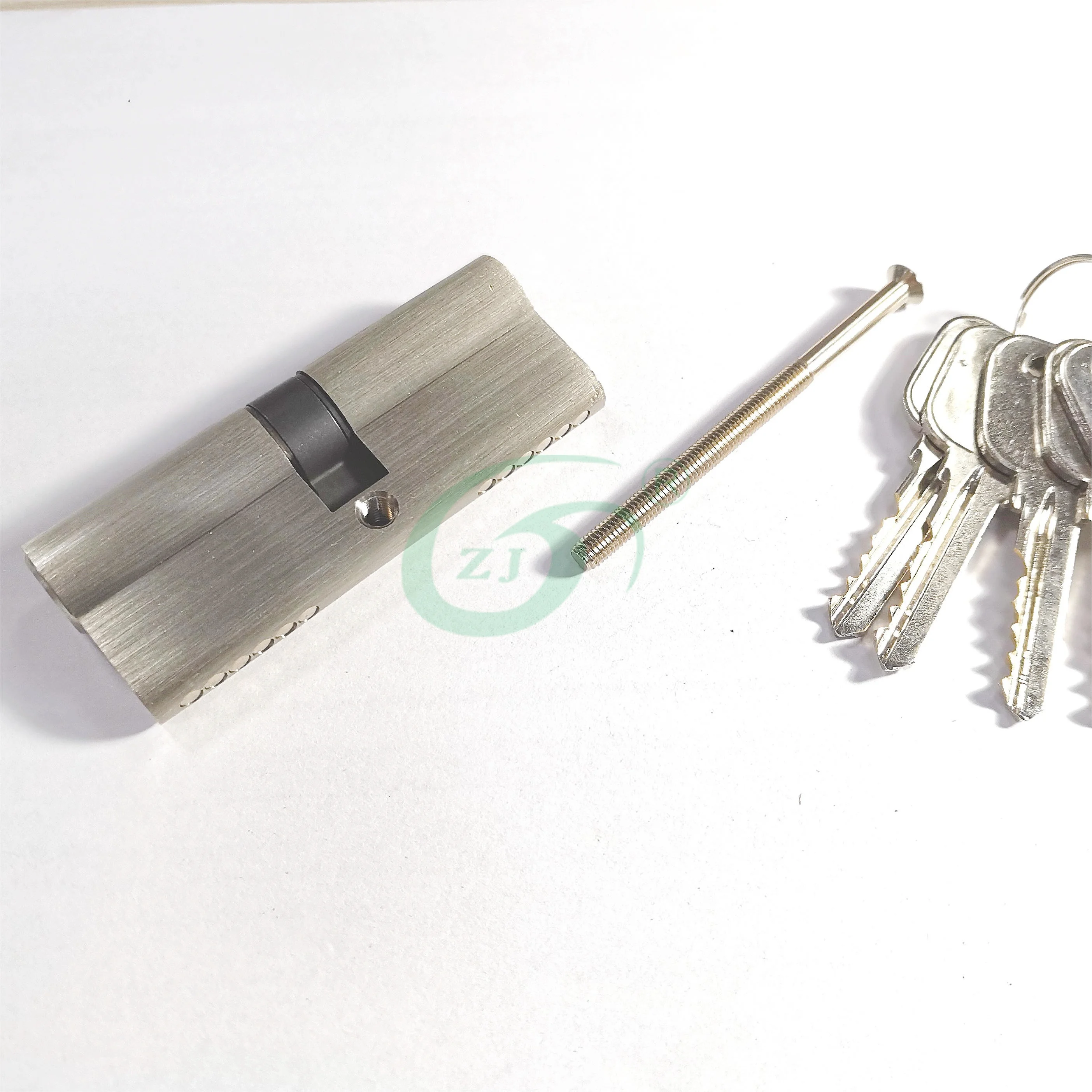 Solid Brass Cylinder with Keys for Security door Double-locking Barrel-Shape Brushed Finish