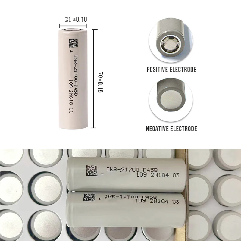 P45B INR-21700 4500mAh P45B high discharge 21700 battery 45A Lithium ion Rechargeable Battery