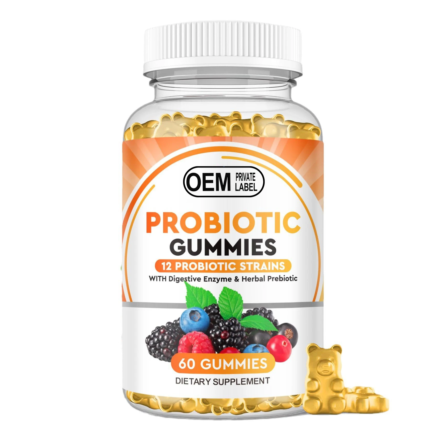 OEM ODM Private Label Daily Probiotic Gummies for Women And Men Extra Strength 5 Billion CFU Daily Probiotics Gummy