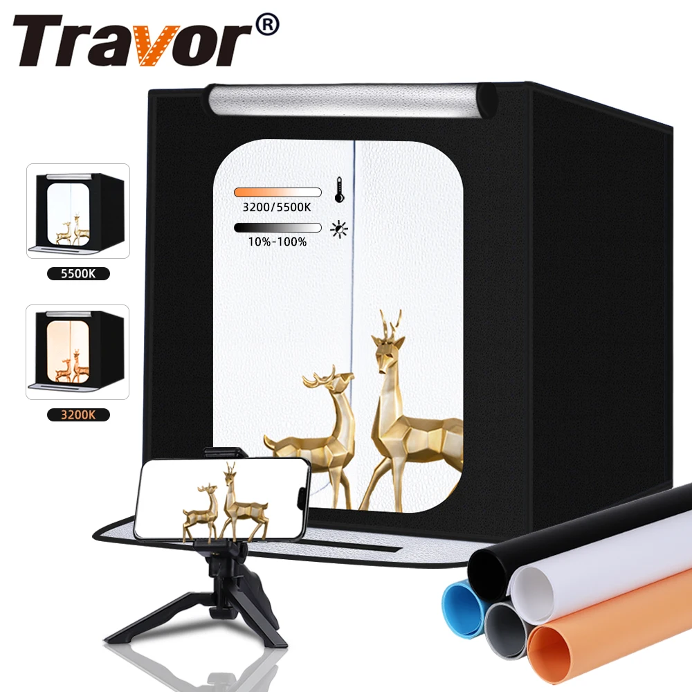 Travor F60A portable foldable photo box lighting studio shooting tent soft light box photography equipment with 5 pcs backdrops