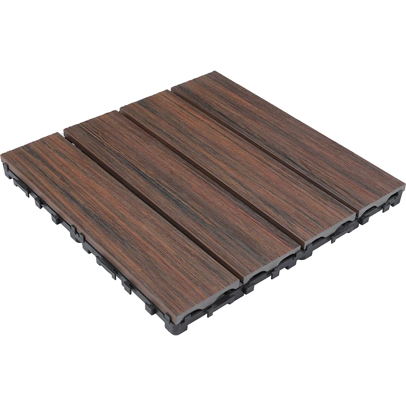 WPC Interlocking Floor Tiles Decking Outdoor Wood Facade Flooring