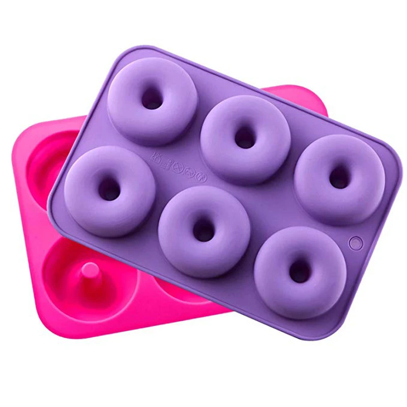 6-Cavity Heat-Resistant Silicone Donut Tray BPA Free for Baking for Food Commercial Use Packaged in Bags