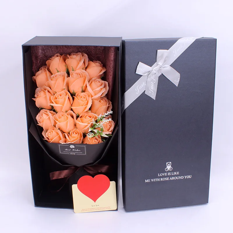 Mothers Day Gift Wholesale Wedding Decoration Artificial Rose Flower Soap Preserve Flowers For Home With Boxes And Card