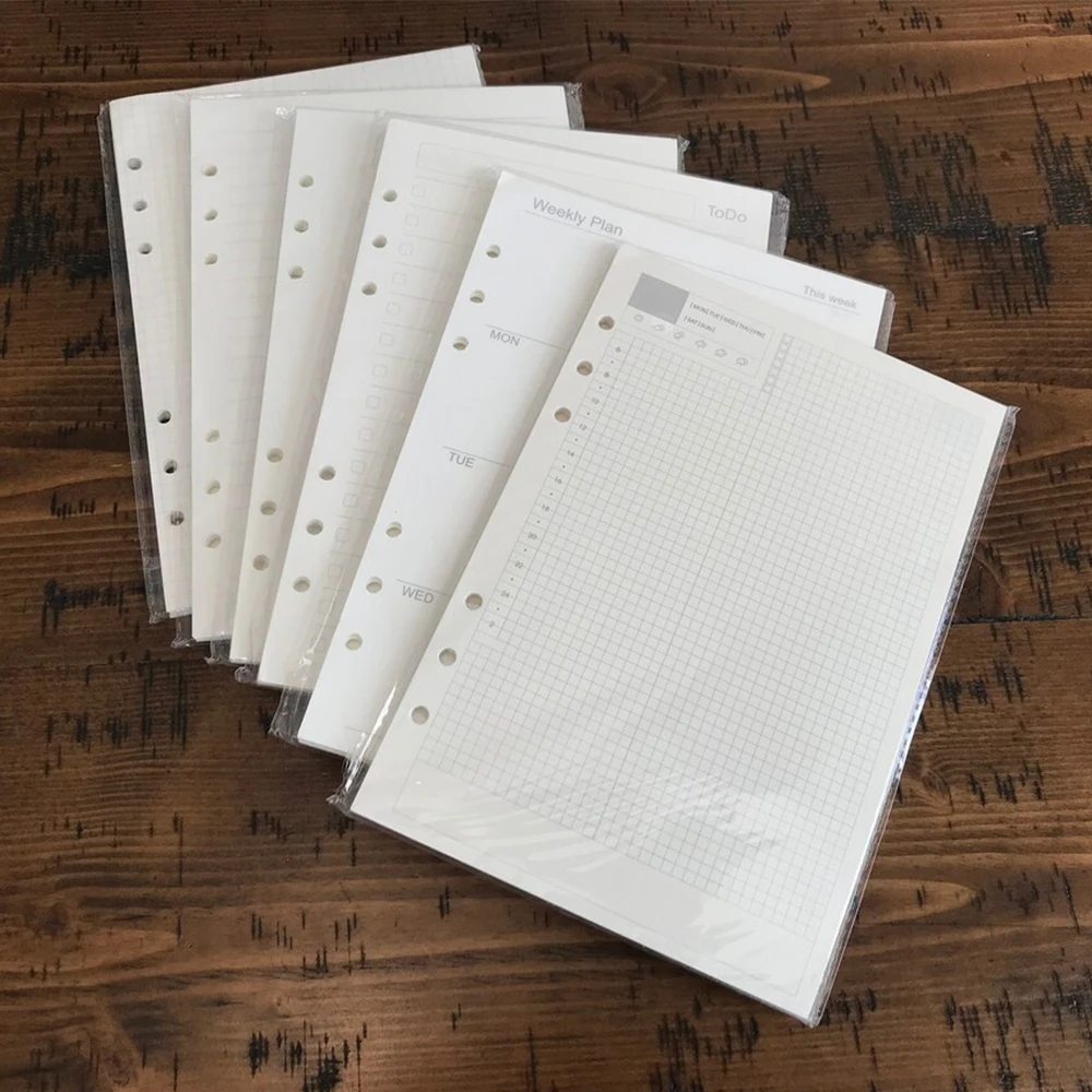 A5 6 rings insert paper 45 pages loose leaf paper refill for notebook weekly daily planner budget binder refillable