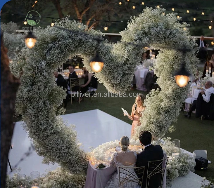 Factory customization Stage Backdrop Decoration circle round heart shape metal wedding arch for flower decoration display stand