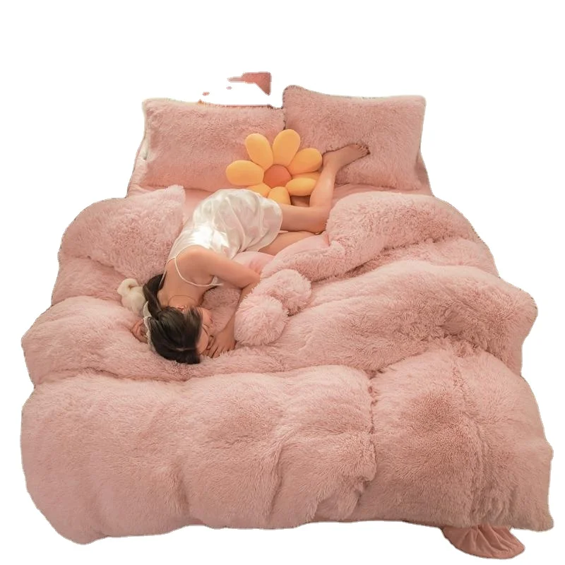American Style Ultra Soft sleep aid plant flora Velvet Fluffy Plush Shaggy Bed Set