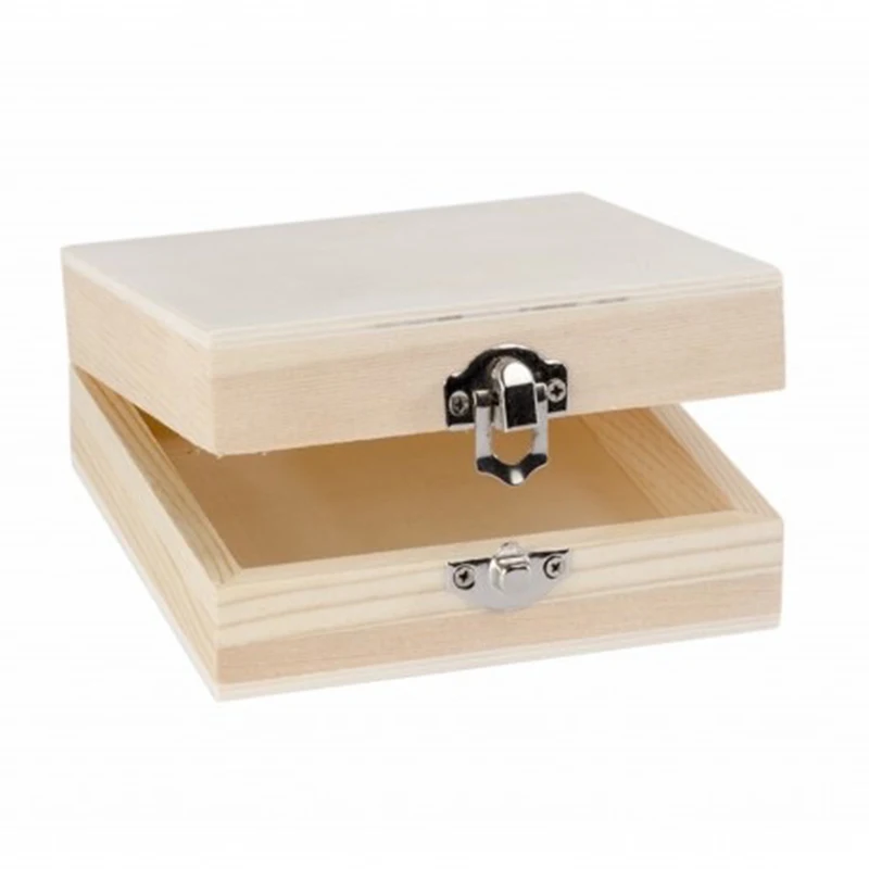Hot sale Customized unfinished small wooden box with divider and lock