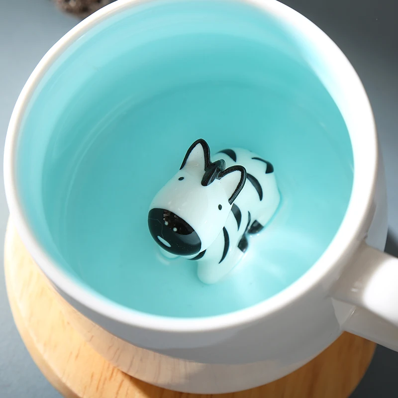 High Quality Customized Unique Design Ceramic Coffee Cup Cartoon Modern Color Matching Animal Mug