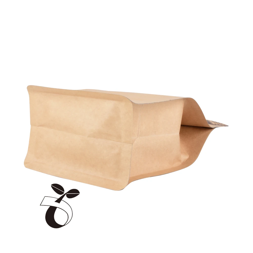 Custom Printing Ziplock Compostable Kraft Paper Tea Pouch Biodegradable Coffee Packaging Bag