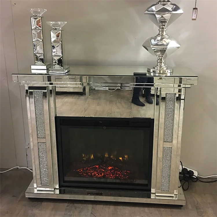 fireplace Wholesale Modern Luxury Living Room Furniture New CustomDecoration Silver-Inlaid Electric Fireplace and False Stove