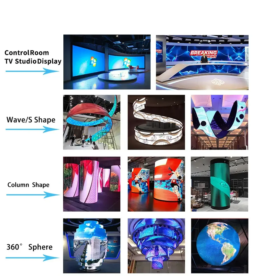 ARESLED Good Quality Factory Price P1.5 P1.8 P2 P2.5 P3 P4 Flexible Soft Led Display Advertising with Ce Front Magnet