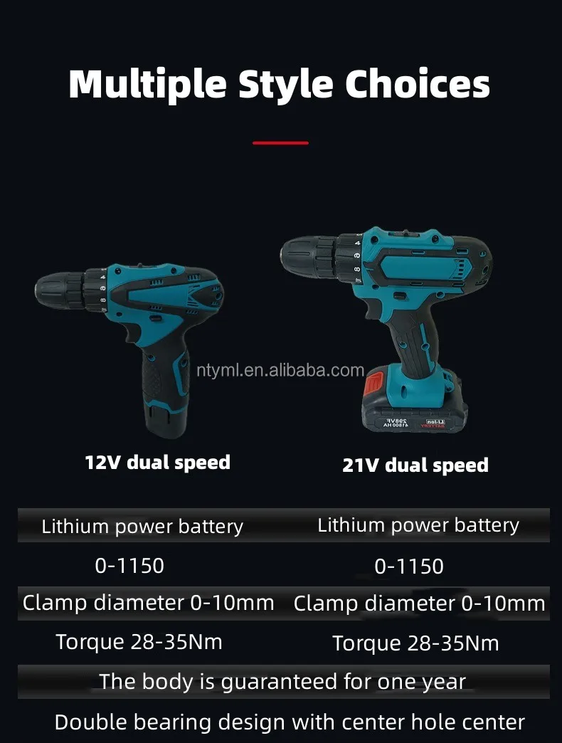 Custom Hand Drill Machine Lithium Battery Power Tools Drill Set Cordless Hammer Drill