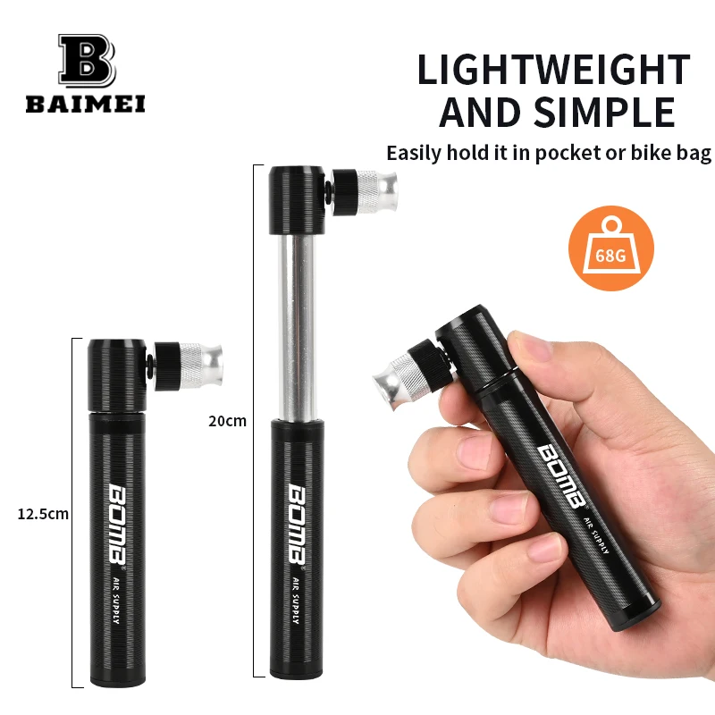 BM Bicycle Tire Mini Hand Pump Portable High Pressure Co2 Bike Pump