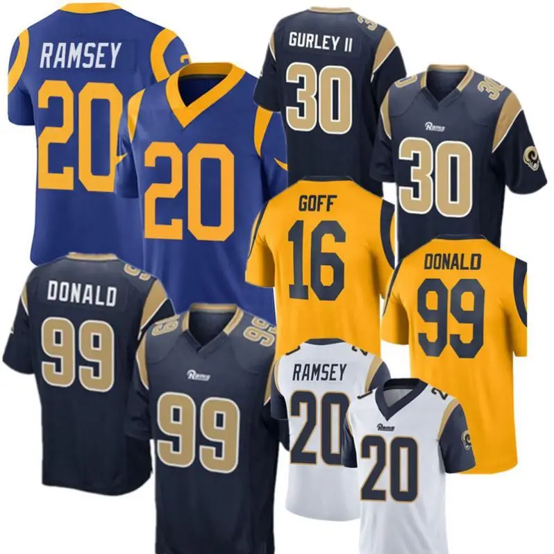 20 Jalen Ramsey Jersey 99 Aaron Donald 30 Todd Gurley II 16 Jared Goff Football Jerseys