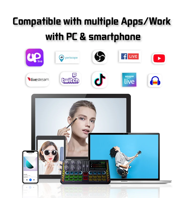 Hayner-Seek Special External Podcast Equipment Sound Card Mixer Full Set With Condenser Mic and Headset For Live Broadcast