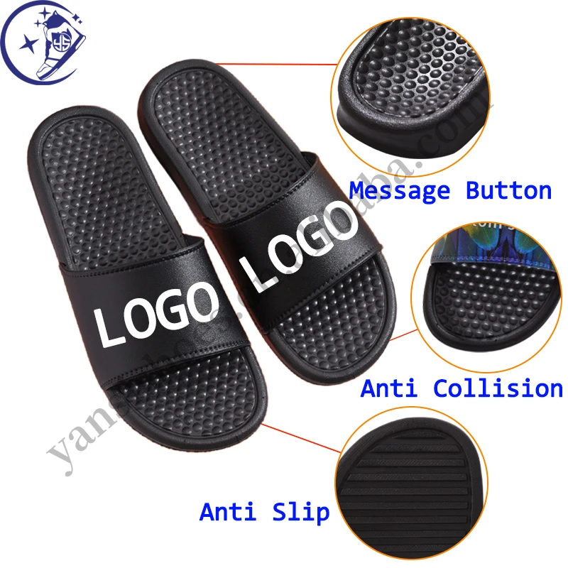 OEM Hot Sale Custom Design Slippers With Logo Men Engraving Slippers PVC Footwear Slides Unisex Gym Slides