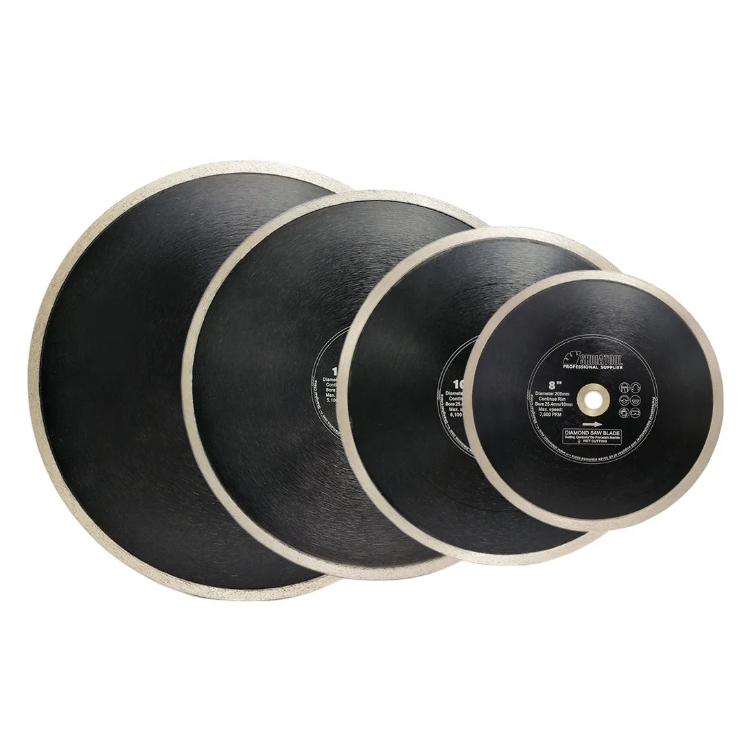 SHDIATOOL Diameter 8'/10'/12'/14' Thin Continue Rim Diamond Saw Cutting Blade Cutting Disc For Ceramic/Tile/Marble