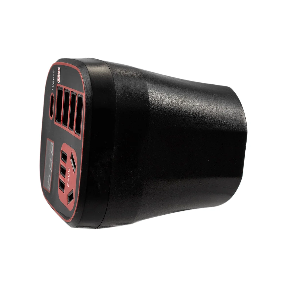 Fast charging digital display Qc3.0 USB port miniature 150 Watt car charger 8 ports multi-function  power inverter with cable