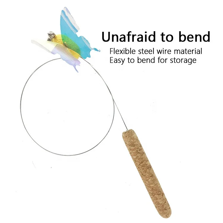 Factory Wholesale New Toy Teaser Cat Stick Wooden Handle Cocoon with Bell Long Pole Hunting Pet Cat Toys Supplies for Cats BY006