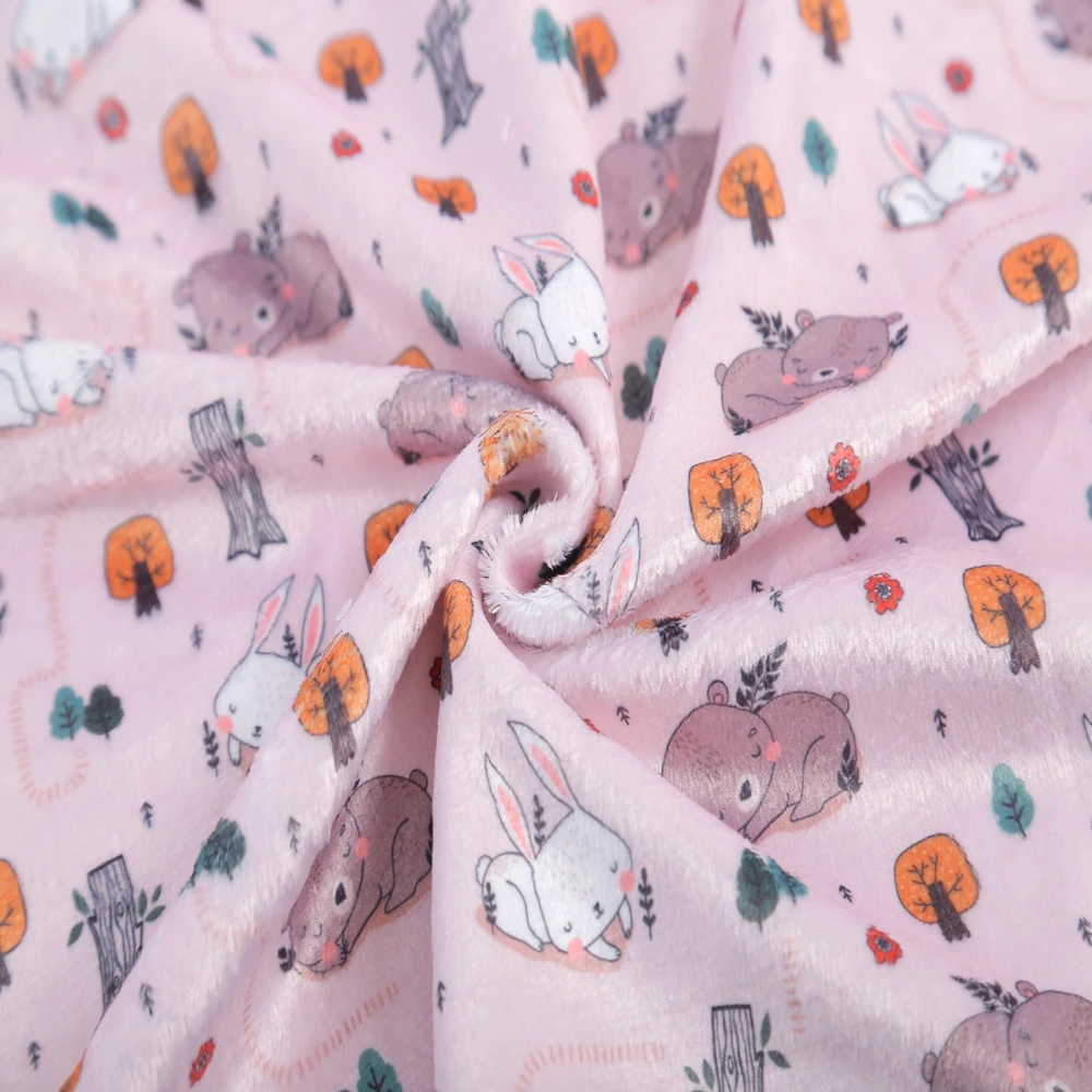 100%Polyester Knit Minky Soft Plush Fabric Digital Custom Printed For Baby Blanket