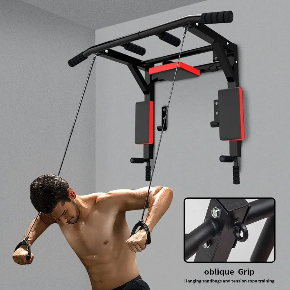 ZYFIT Heavy Duty Wall Mounted Pull up Bar Wall Mounted Pull up Bar Dip Station for home gym fitness equipment