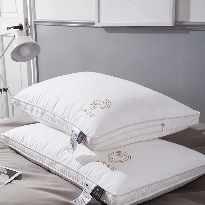 Wholesale 5 star hotel pillow white healthy duck goose down pillow custom soft bed sleeping pillows