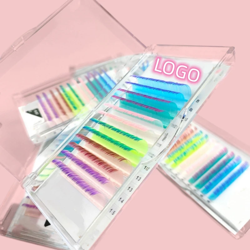 High Quality Festival Coloured Lash Fans Ombre Colored Eyelashes Vendor Custom Color Lash Extensions