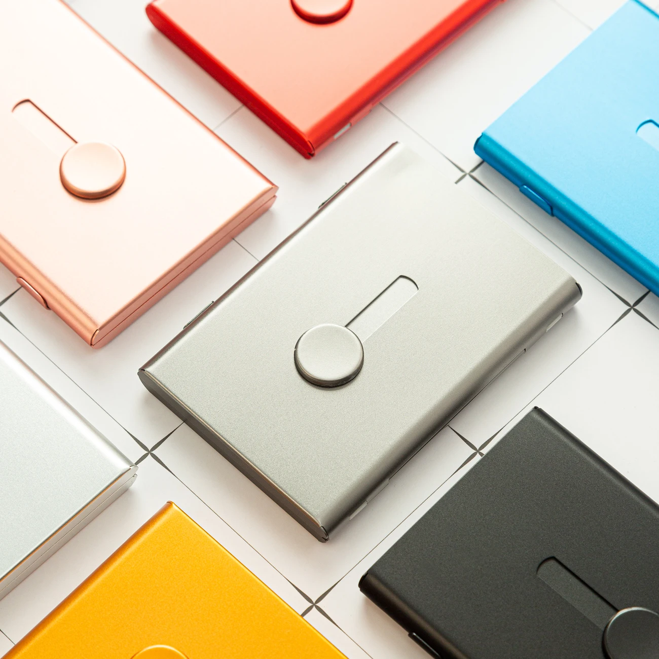 Personalized business card holder leather aluminum metal name card case box for men woman