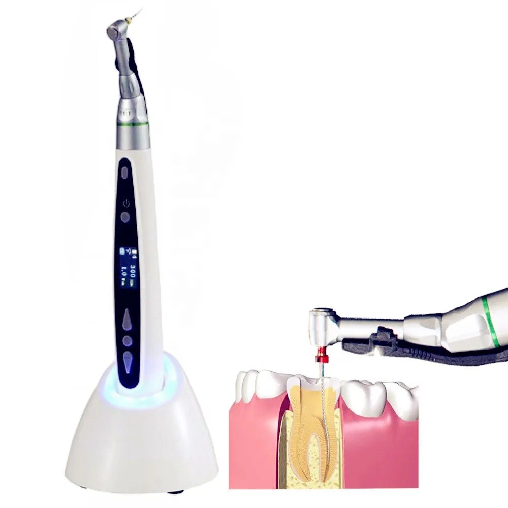 Wireless Dental LED Endomotor with 16:1 Contra Angle Wireless LED Endo Motor for Root Canal Endodontic treatment