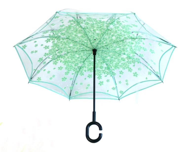 Eco-friendly POE new vention reverse transparent umbrella clear umbrella disposable umbrella