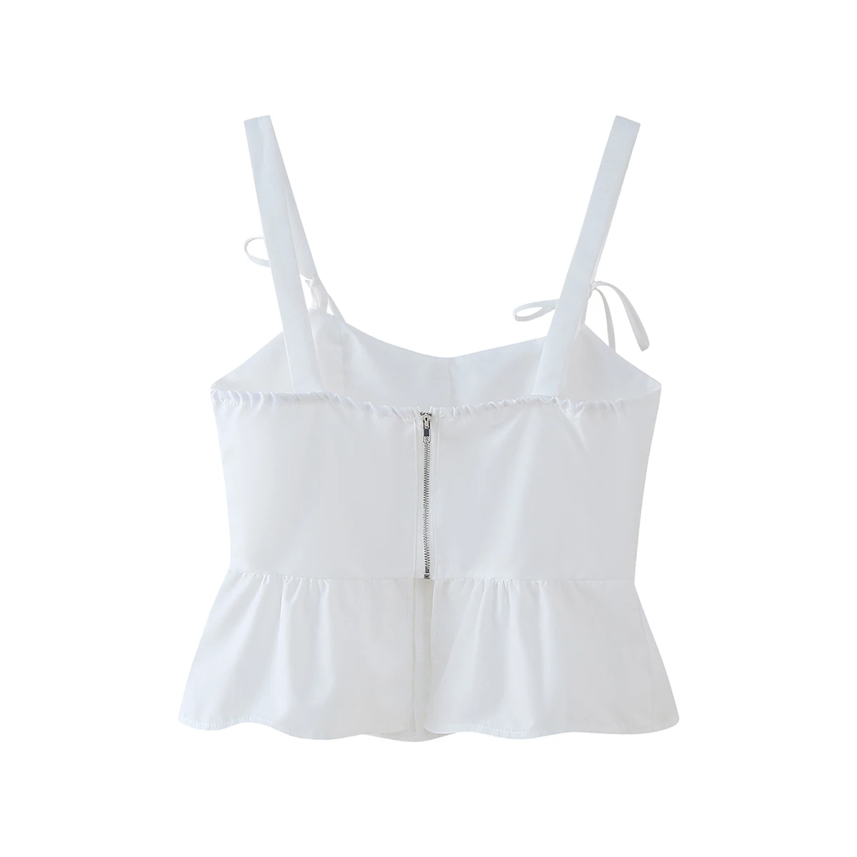 White color spaghetti strap front lace up hot sale casual fashion tank top for women