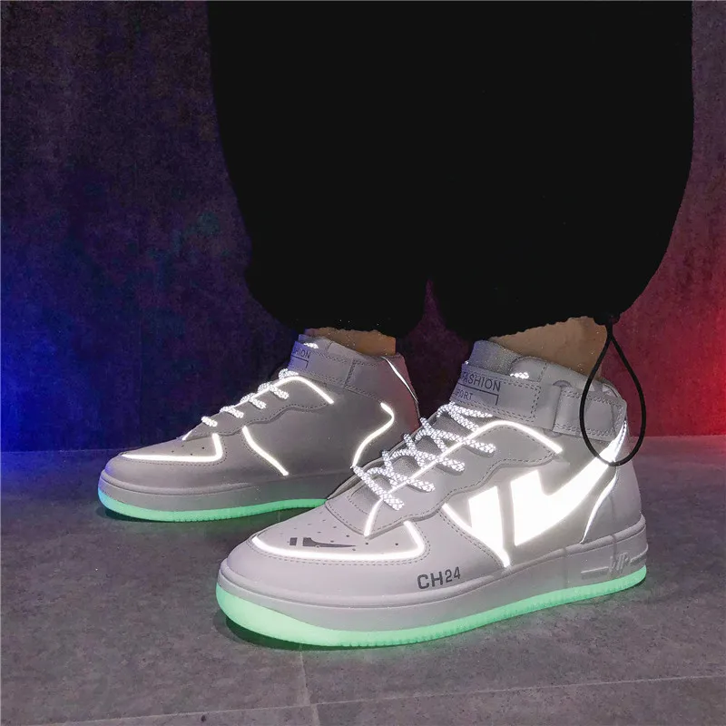 Модные люминесцентные кроссовки BoyShoes, обувь для бега, танцевальные трендовые стильные Светящиеся в темноте Zapatilla Deporte Para Danza
