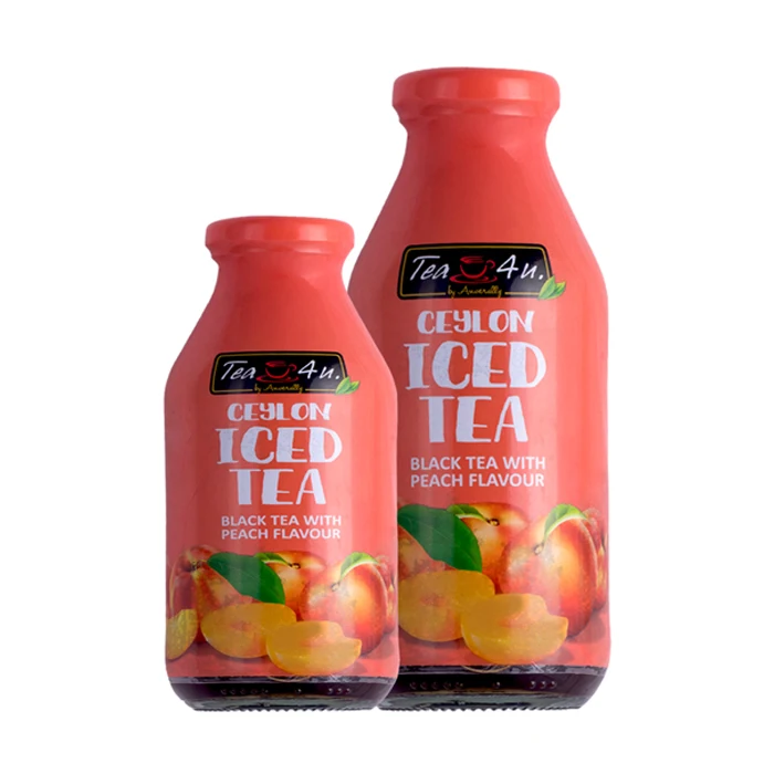 Tea 4u Ceylon Peach Iced Tea Drink in Eco Friendly Glass Bottles