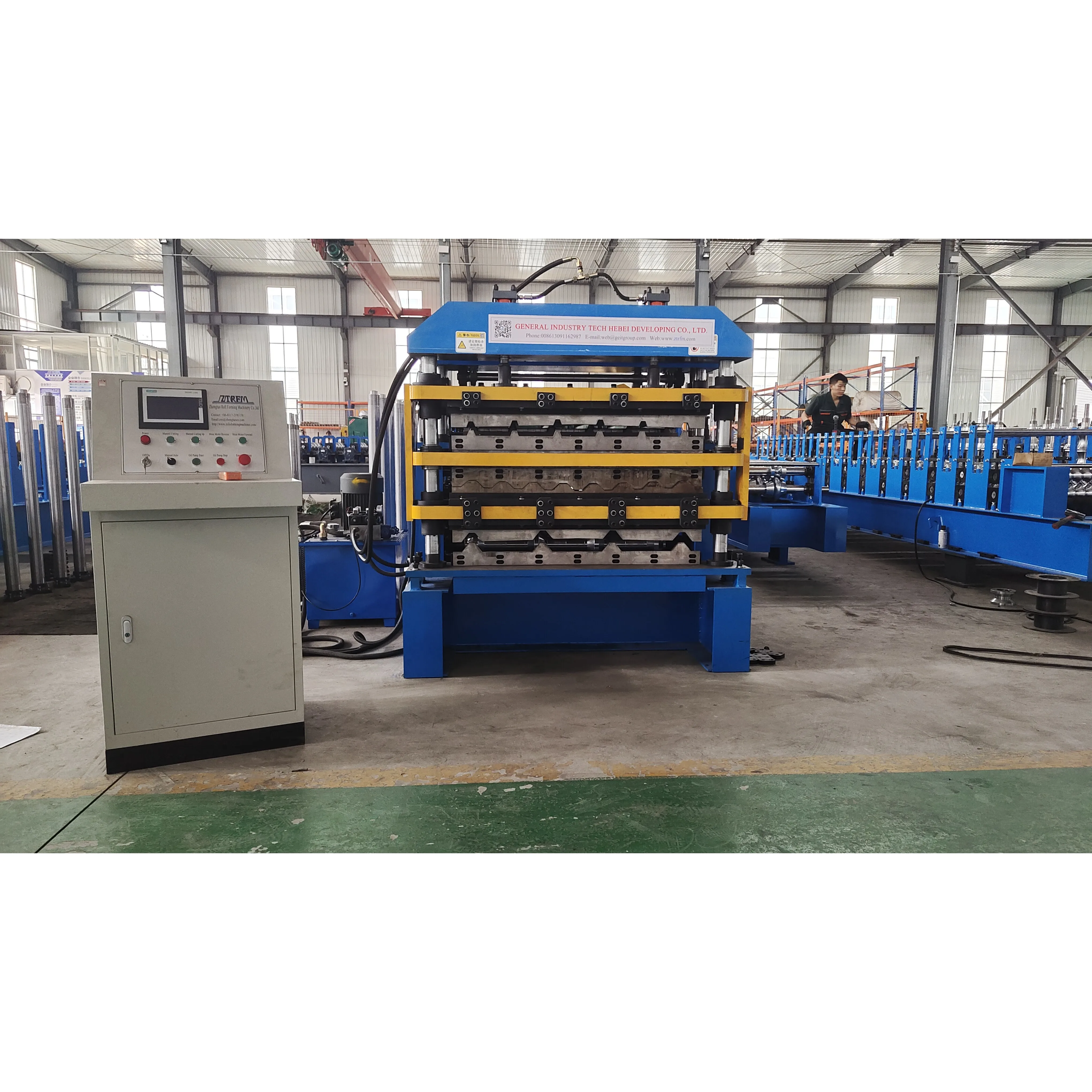 Triple Layer Glazed Trapezoidal Roof Wall Panel Tile Cold Roll Form Making Machine