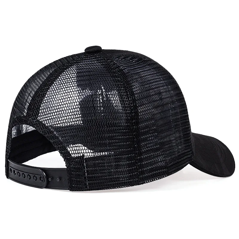 Custom cotton plain curved brim 5 panel embroidered black mesh with applique logo baseball trucker cap