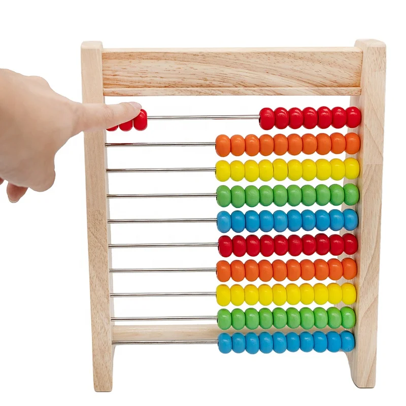 Wholesale New Design High-Quality Wooden Rainbow Abacus Frame Numbers Counting Colorful Calculating Beads Toys