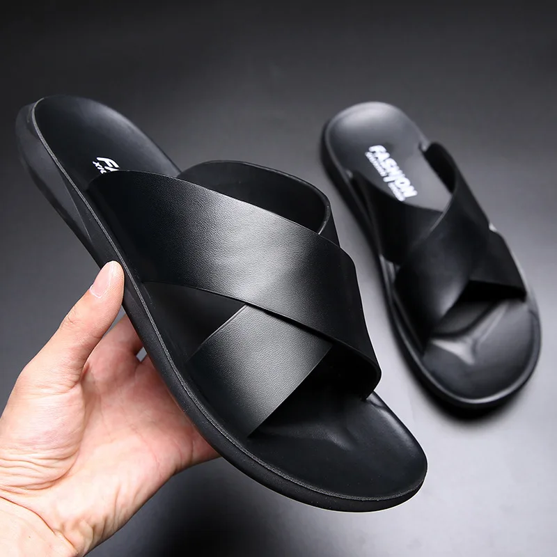 
Genuine Leather Non-Slip Slippers Thick Bottom Men Slippers 
