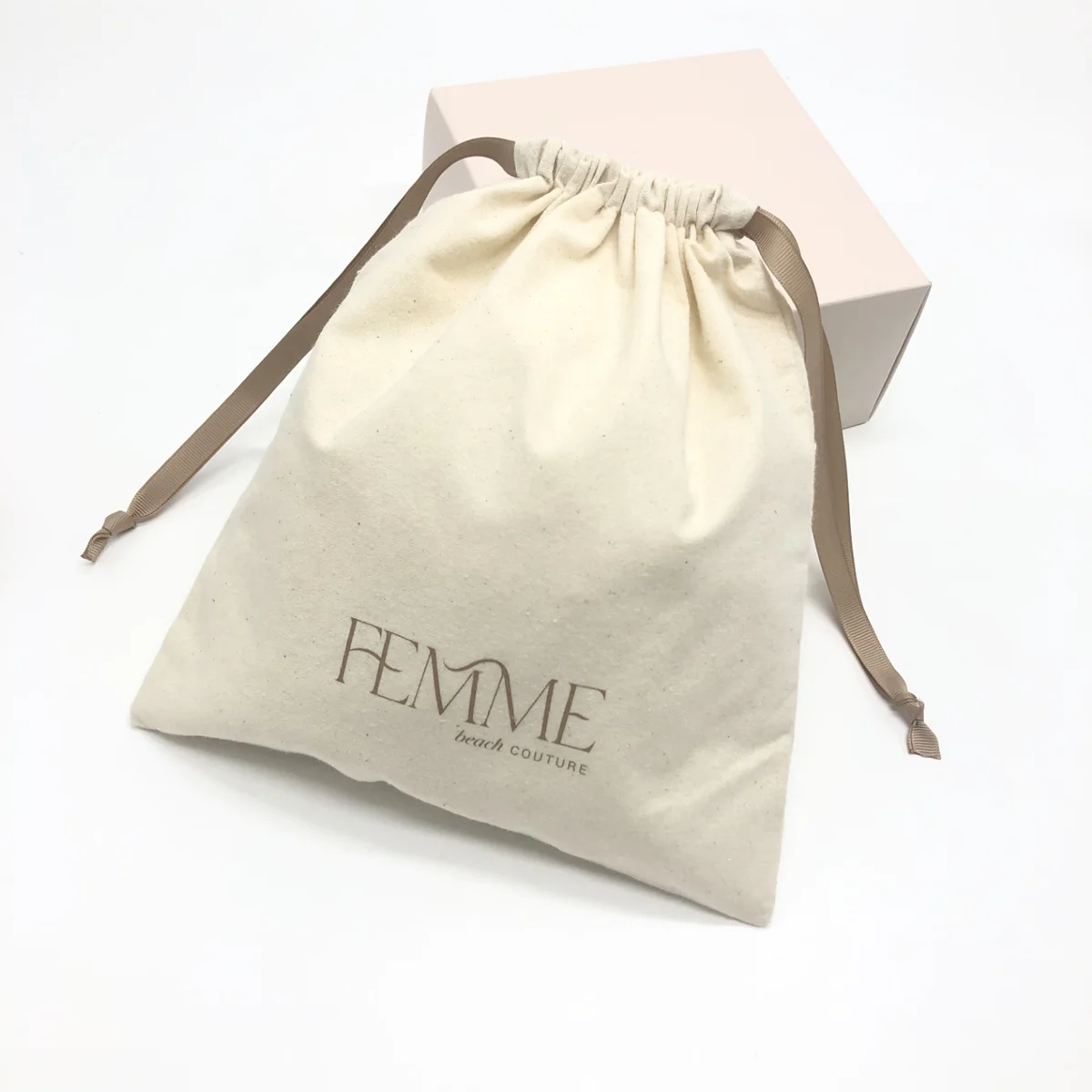 Natural Cotton Drawstring Dust Bag With Waterproof Cloth Swimsuit Underwear Clothes Shoe Packaging Cotton Dust Pouch
