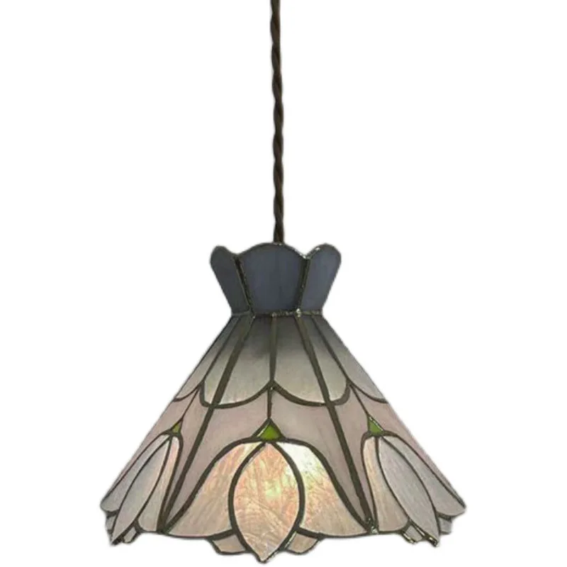 Wholesale French Medieval Handwork Elegant Glass Colored Glass Chandelier American Restaurant Bar Bedside Window Atmosphere