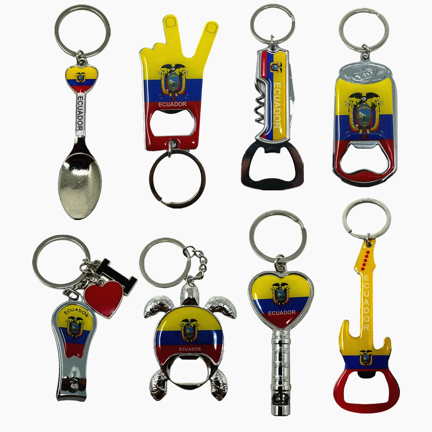 Bulk Custom Ecuador Keychains - Round Metal & Plastic Souvenir Gifts Personalized Designs for Fans & Travelers