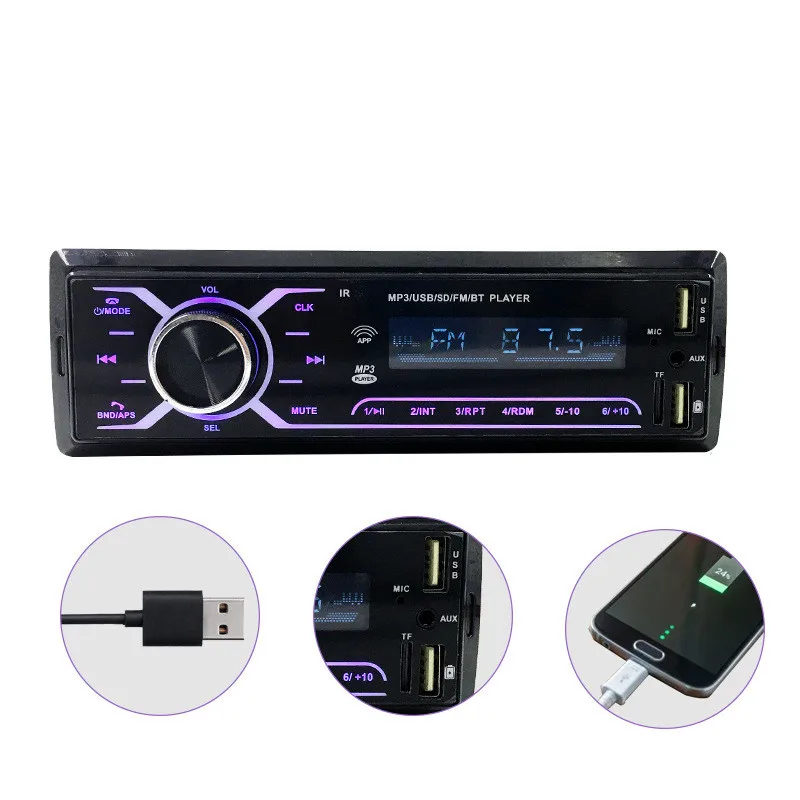 Podof o Car Mp3 Player Stereo Autoradio Car Radio Bt 12v In-dash 1 Din Fm Aux In Receiver Sd Usb Mp3 car audio amplifier