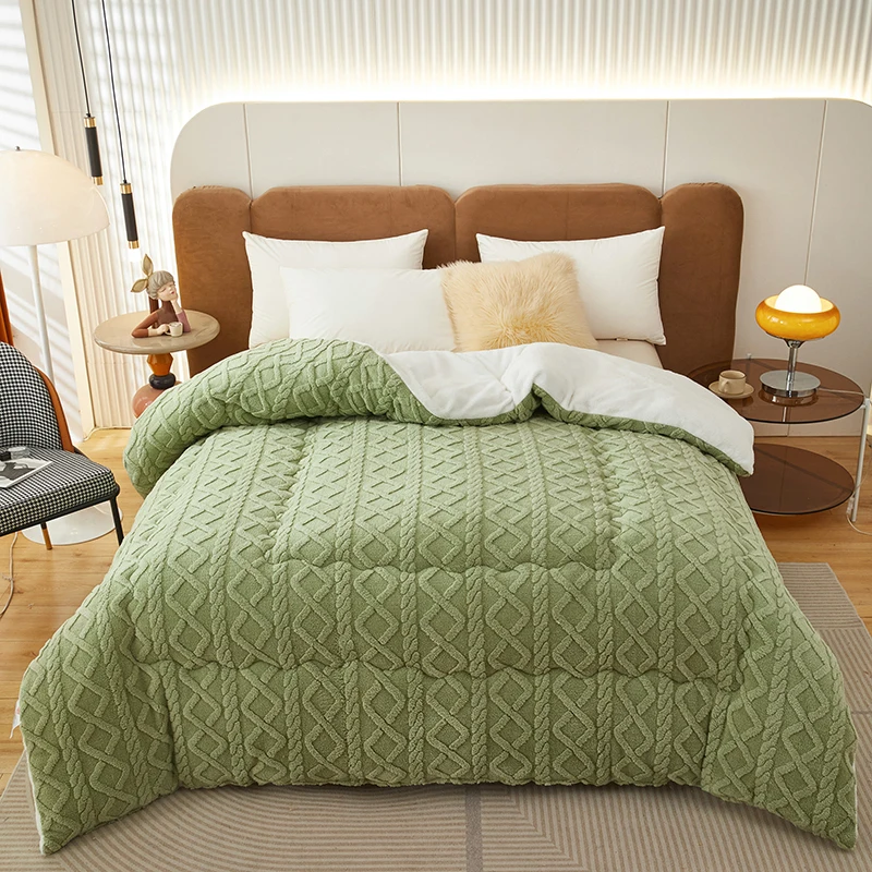 3D Arabesque Double-Sided Hypoallergenic Heavy Sherpa Comforter Home Winter Warm Soft Fleece Queen Size Bed Quilt