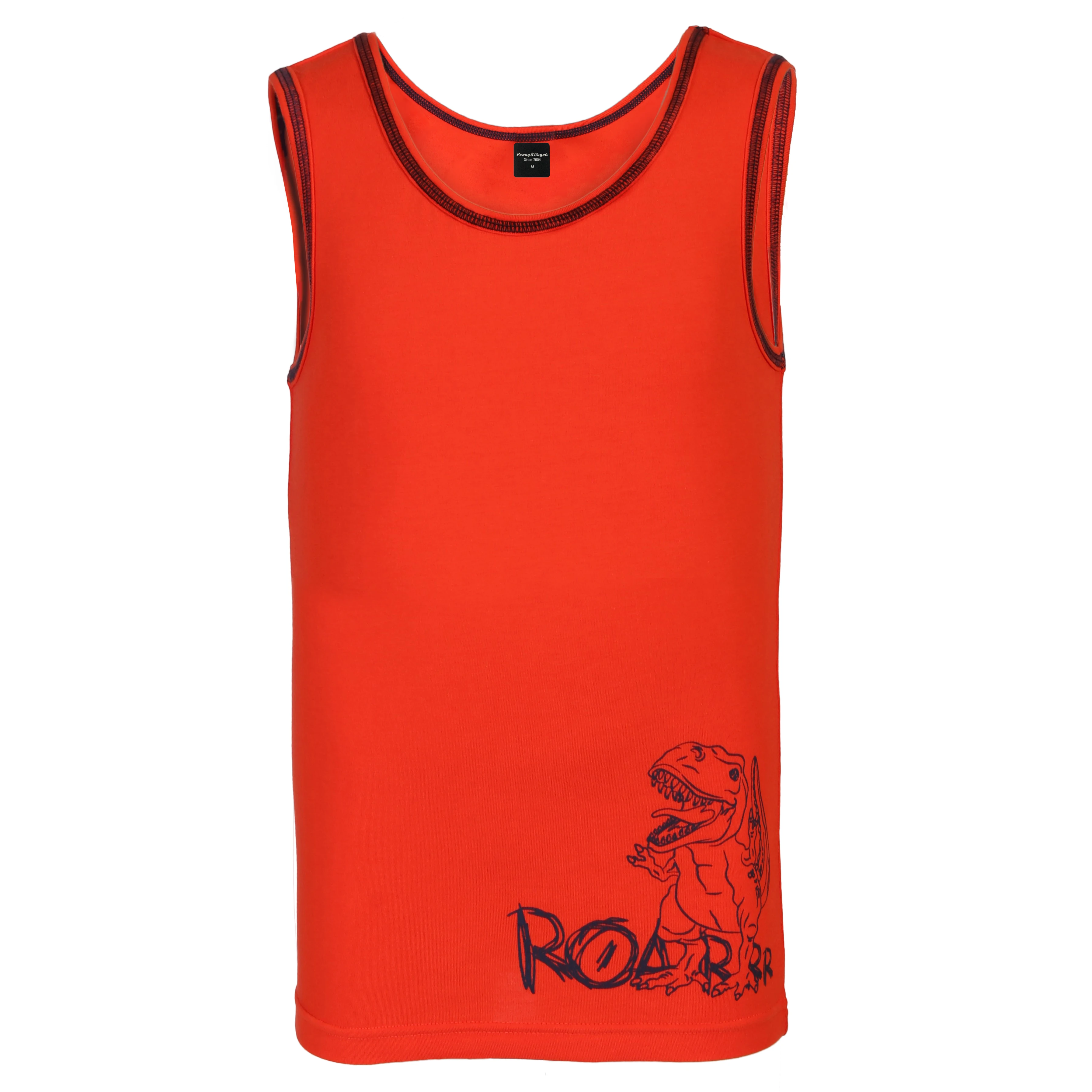 Promotional organic cotton breathable red printed tank underwear tops for kids
