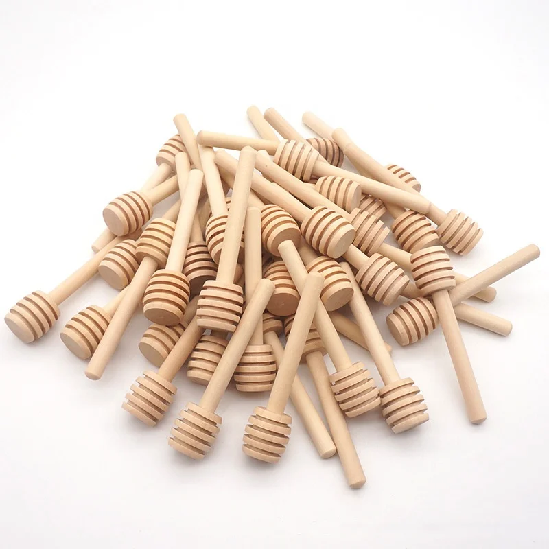 Dispense Drizzle Honey and Wedding Party Gift Mini Wooden Honeycomb Stick Honey Dipper Sticks for Honey Jar