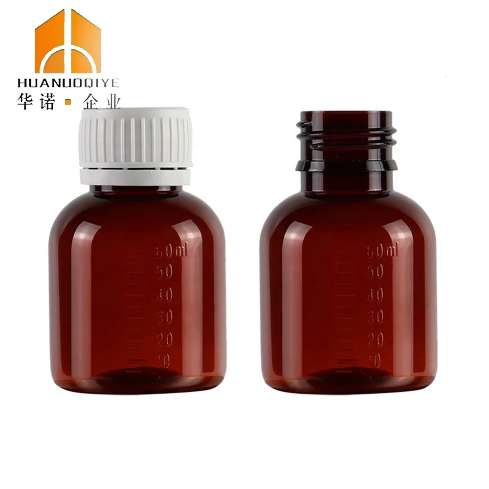 100ml Amber PET Cough Syrup Plastic Lean Reagent Bottle Cough Syrup Container Promethezine for Lab