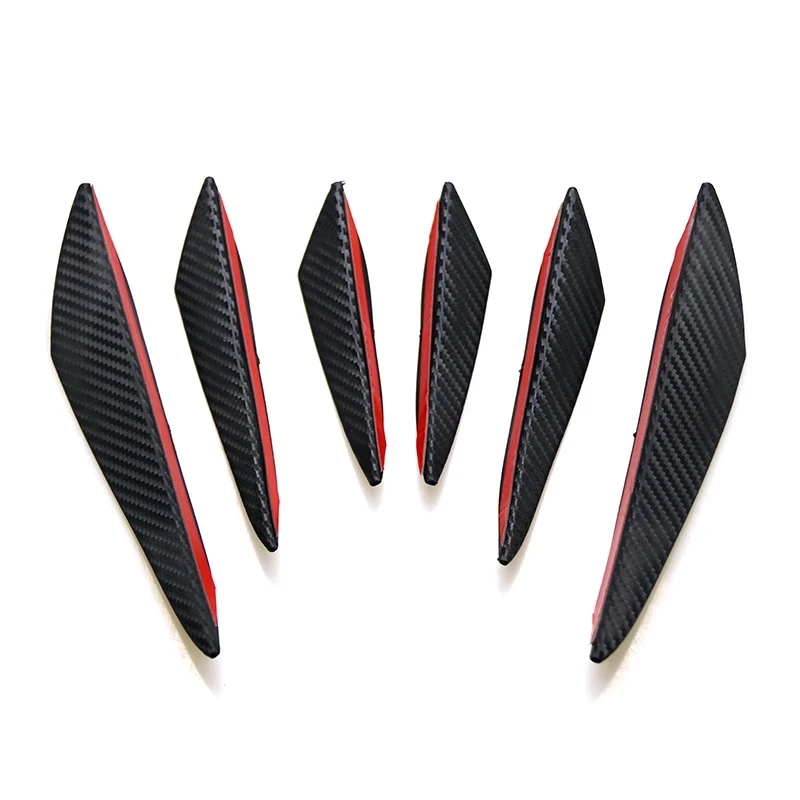 6pcs/set Universal Front Bumper Lip Decoration Diffuser Splitter Fins Body Spoiler Canards Valence Chin Car Tuning Canard