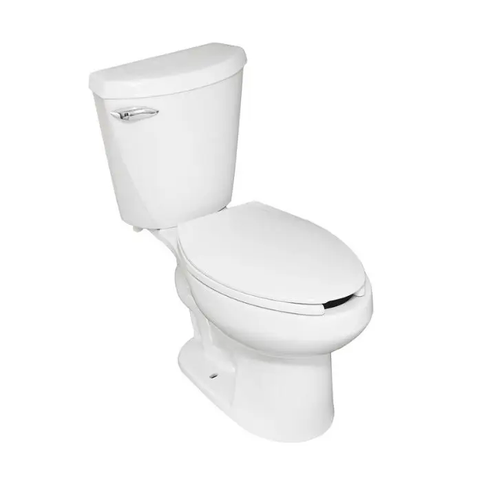 Austral Two Piece Elongated Toilet WC With Lever 1.28 GPF For Reduced Spaces Floor Coupling White Waste Removal Water Efficiency