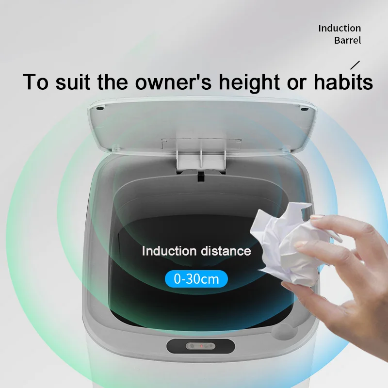15L Inductive Trash Can Touchless Infrared Garbage Bin Automatic Waste Basket Touch Free for Kitchen bathroom Office Bedroom