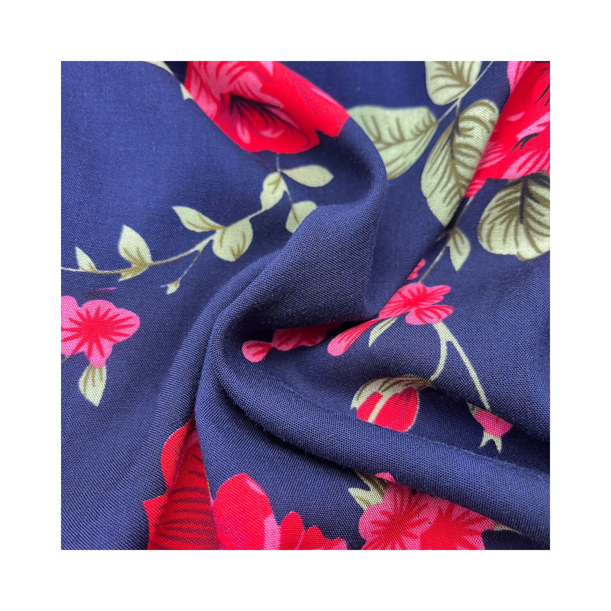 Wholesale Custom reactive Printed Floral Designs 100% Rayon Viscose Fabric for Women Clothes Dress