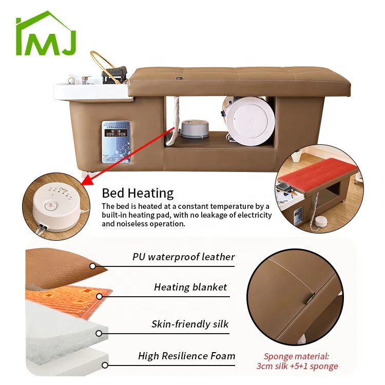 Salon hair wash Reclining massage Facial Treatment Heating head spa shampoo bed